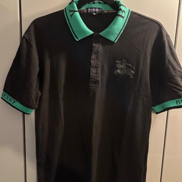 Burberry XL (Youth) Blue with Green collar Polo Shirt - Picture 1 of 5